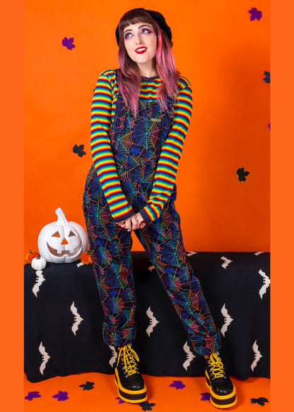 Run & Fly - Rainbow Spider Web Stretch Twill Dungarees