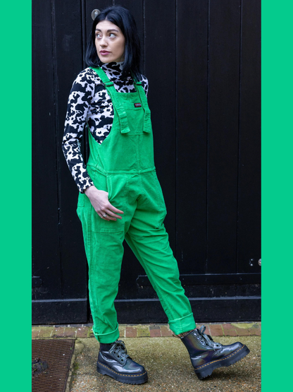 Run & Fly - Classic Green Stretch Corduroy Dungarees