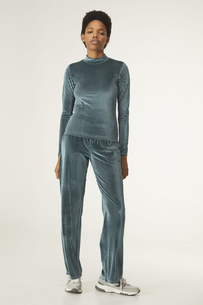 Compañia Fantastica - Dusky Teal Plisse Velvet Top