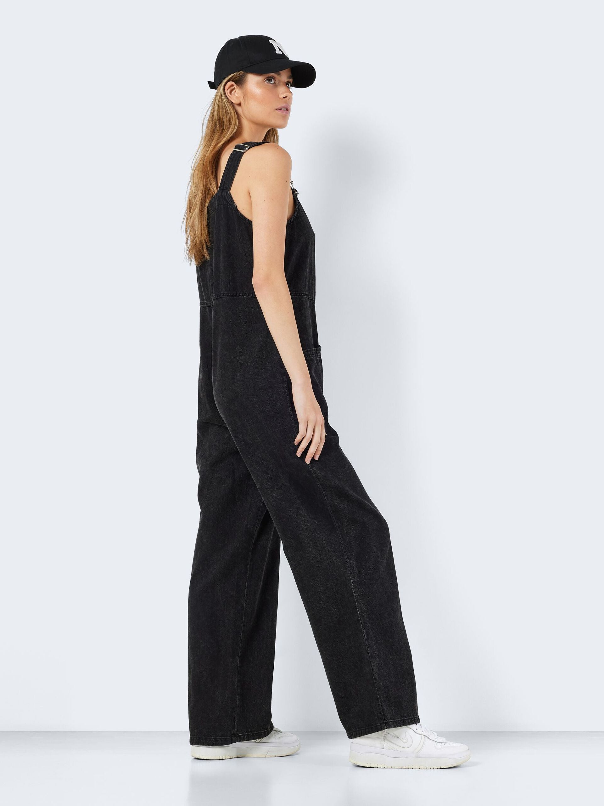 Noisy May - Black Denim Zip Front Dungarees