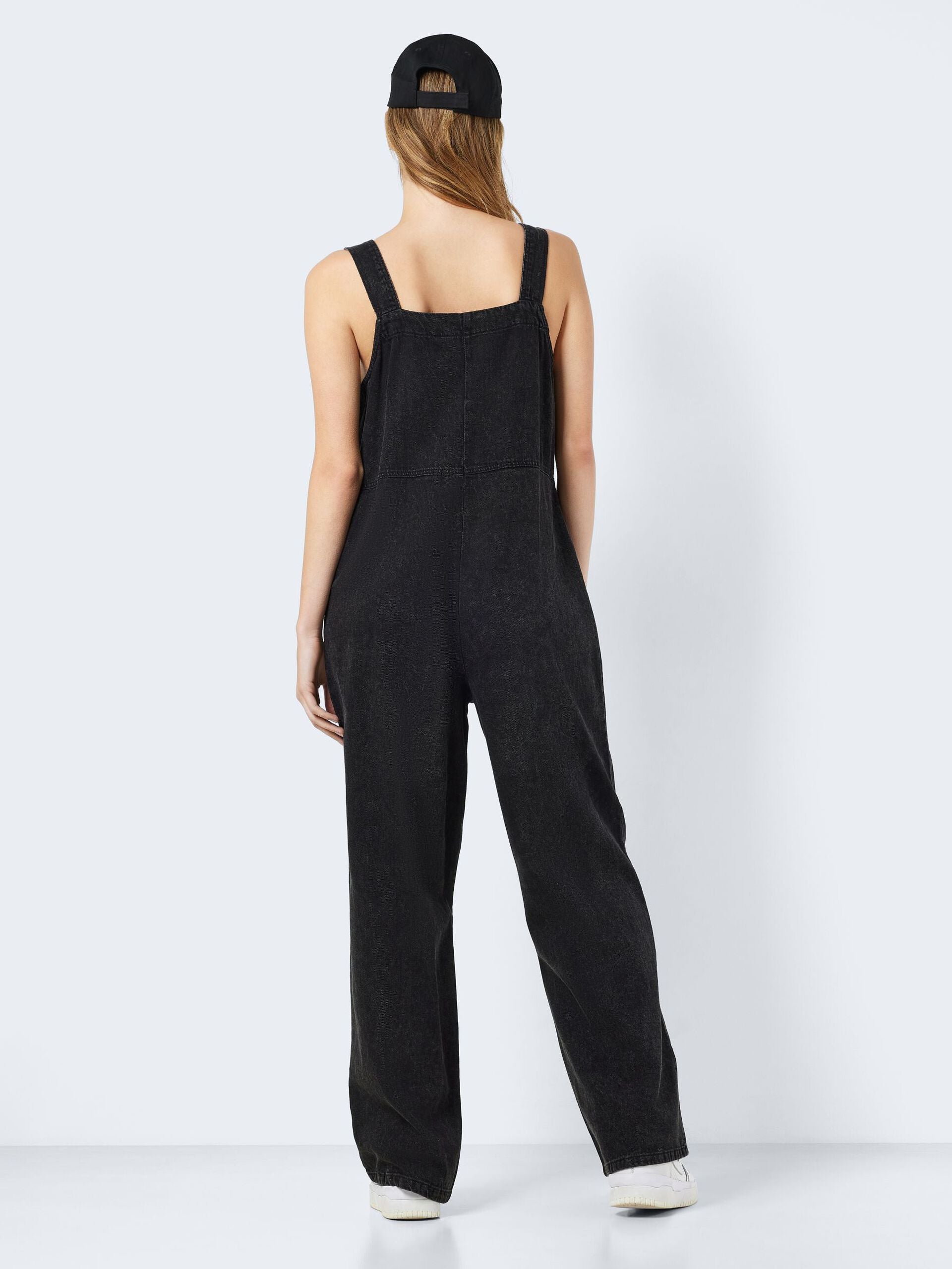 Noisy May - Black Denim Zip Front Dungarees