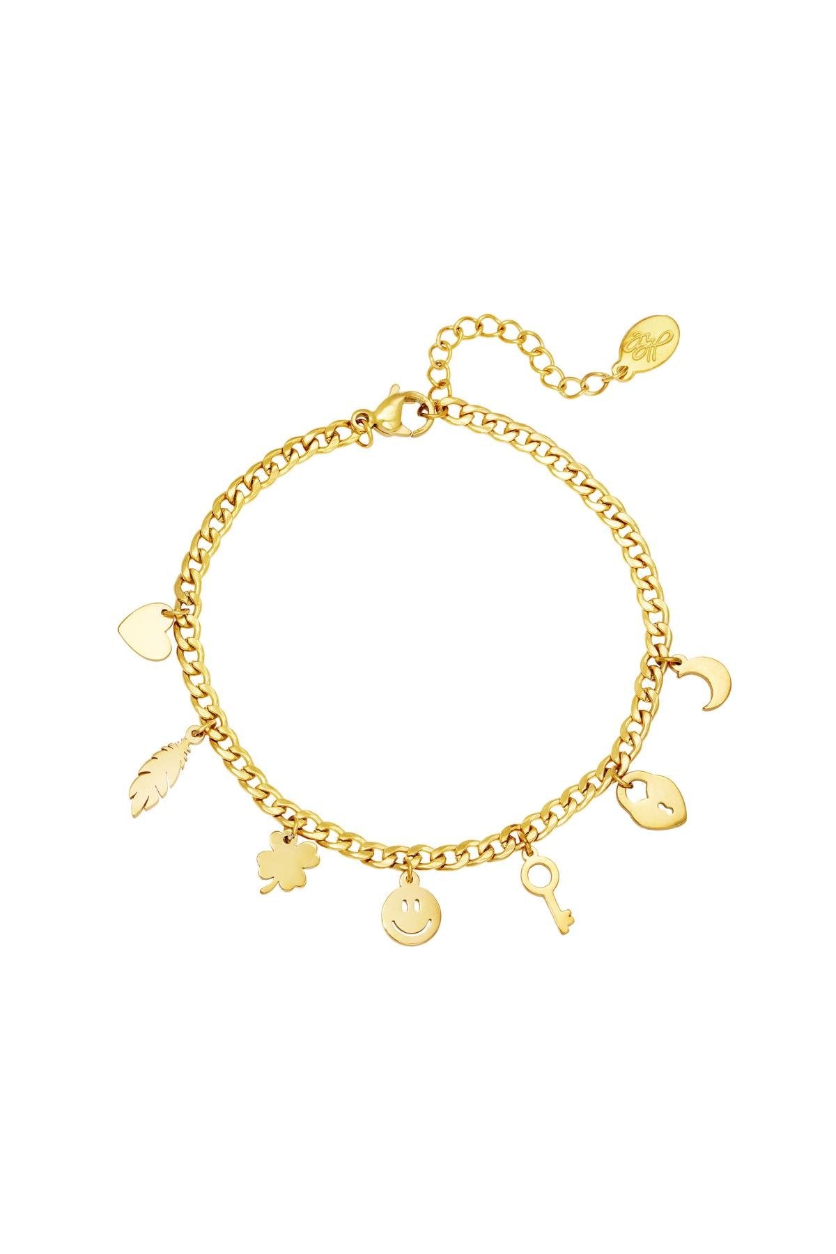 Thunder Egg - Gold Tone 90's Charm Bracelet