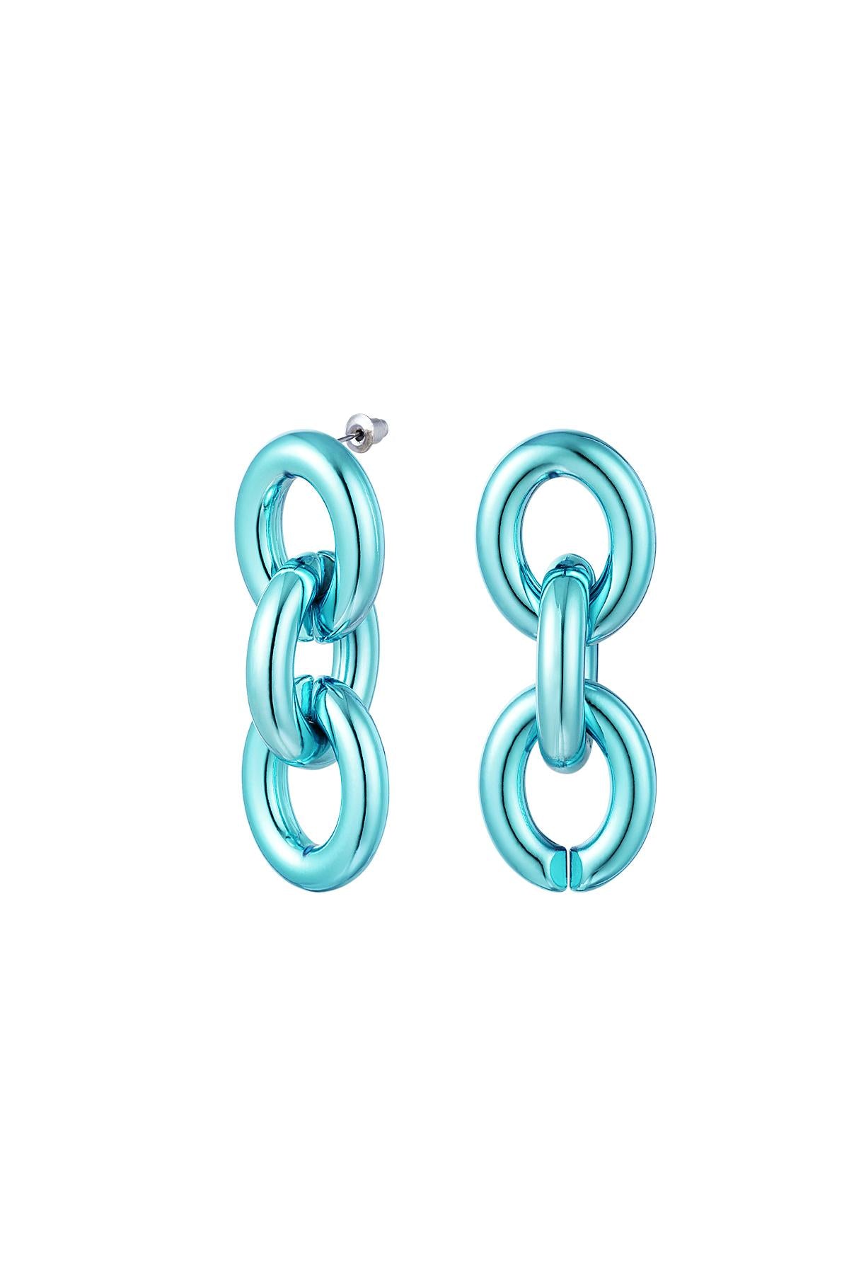 Thunder Egg - Metallic Blue Chunky Chain Earrings