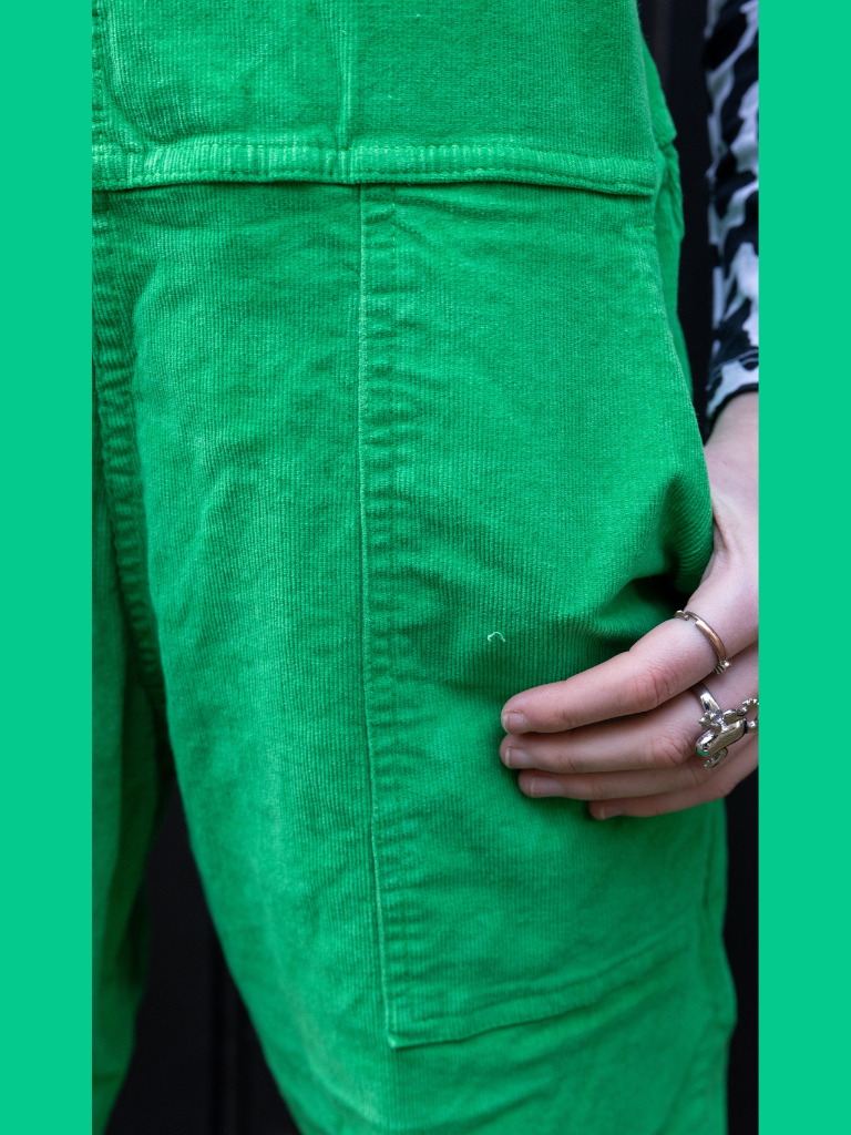 Run & Fly - Classic Green Stretch Corduroy Dungarees