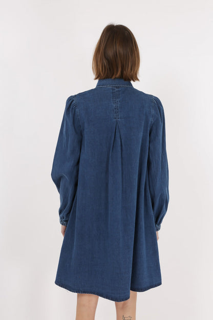 Daphnea - Dark Blue Denim Shirt Dress