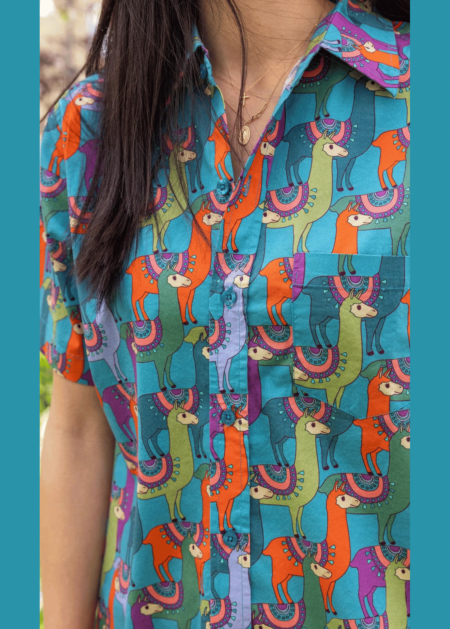 Run & Fly - Llama Print Short Sleeve Shirt