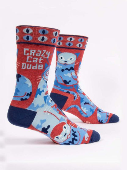Blue Q - Crazy Cat Dude Men's Crew Socks
