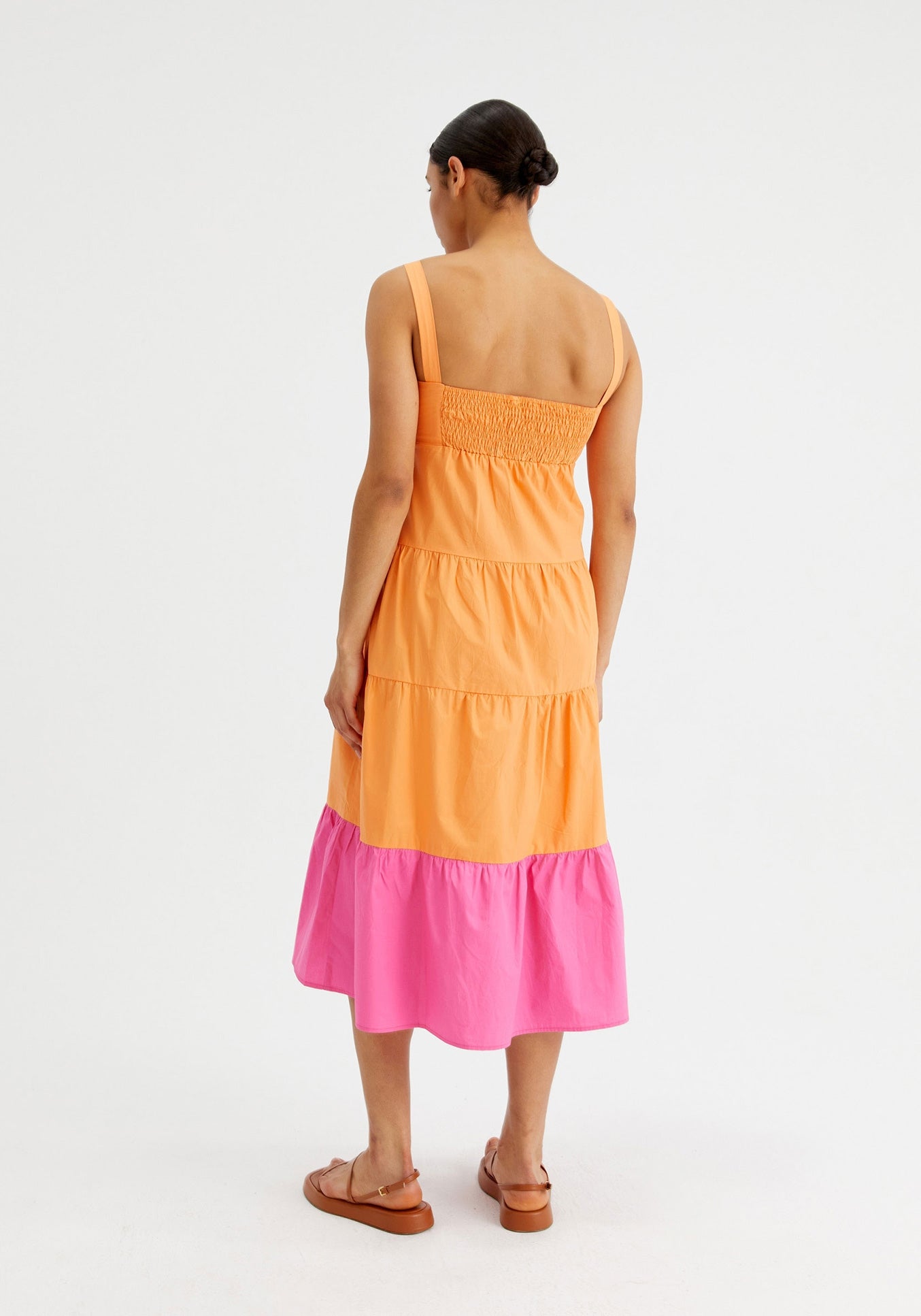 Compañia Fantastica - Pink & Orange Colour Block Summer Dress