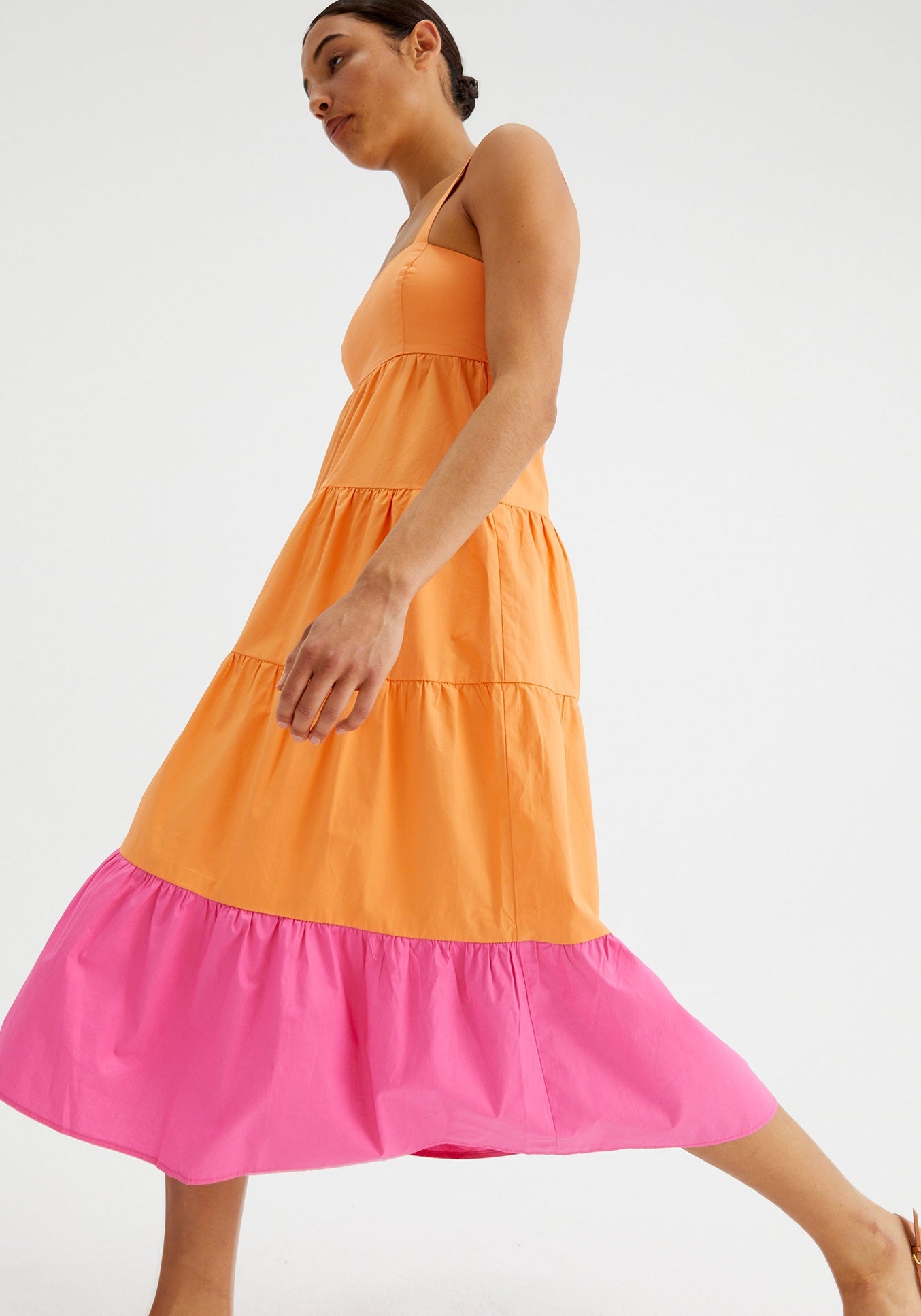 Compañia Fantastica - Pink & Orange Colour Block Summer Dress