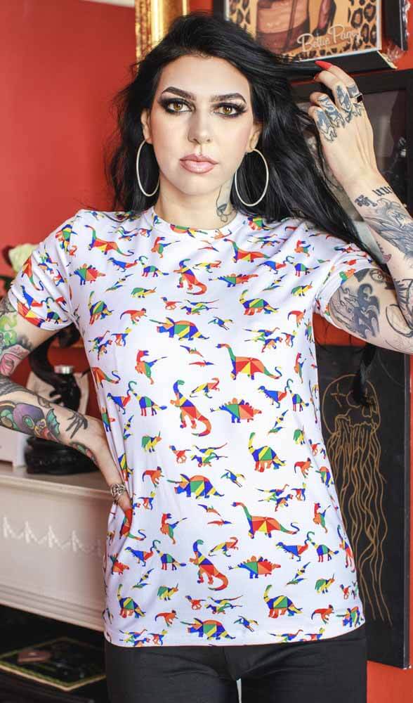 Run & Fly - Unisex Rainbow Dinosaur T-Shirt