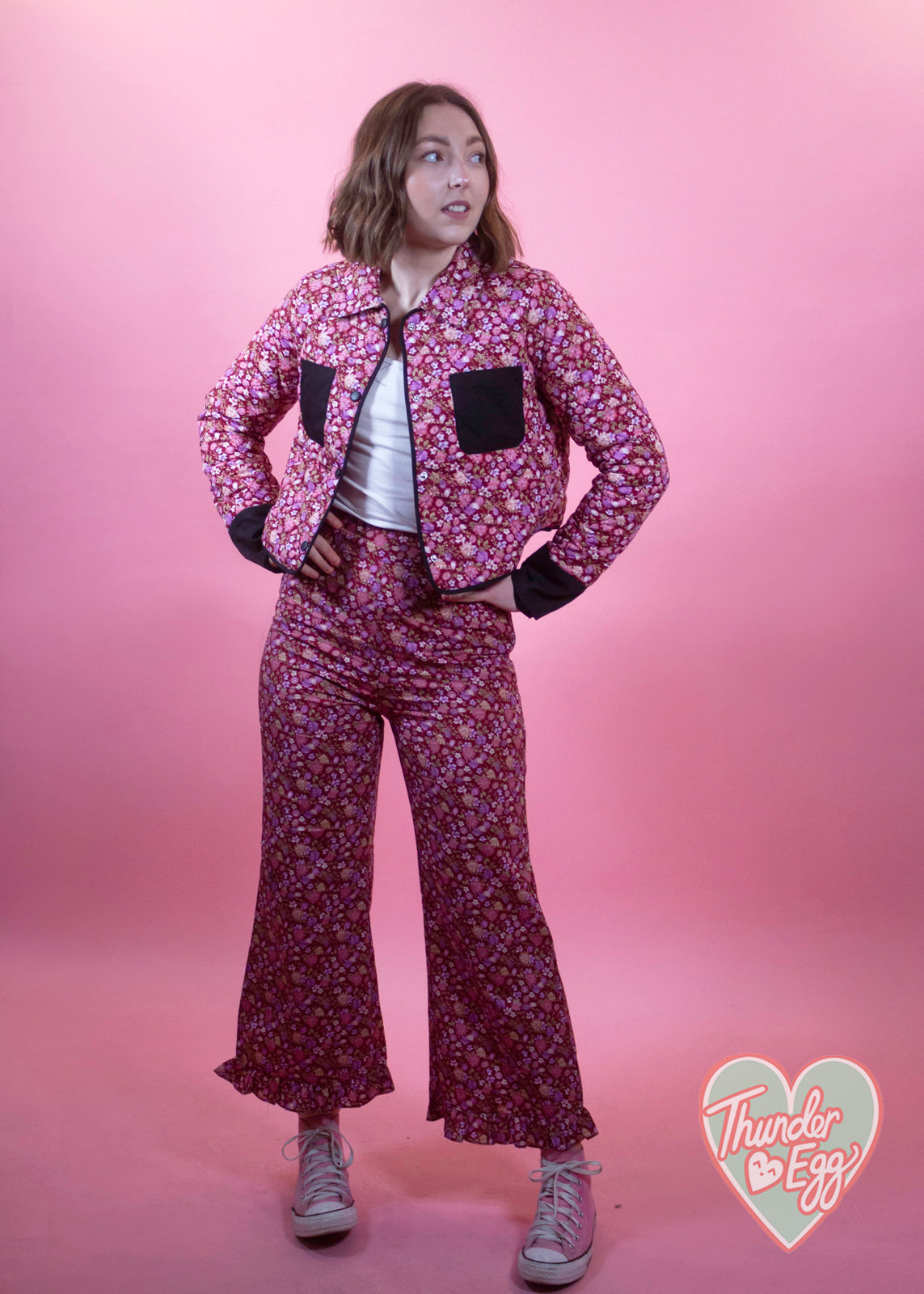 Glamorous - Burgundy Floral Trousers