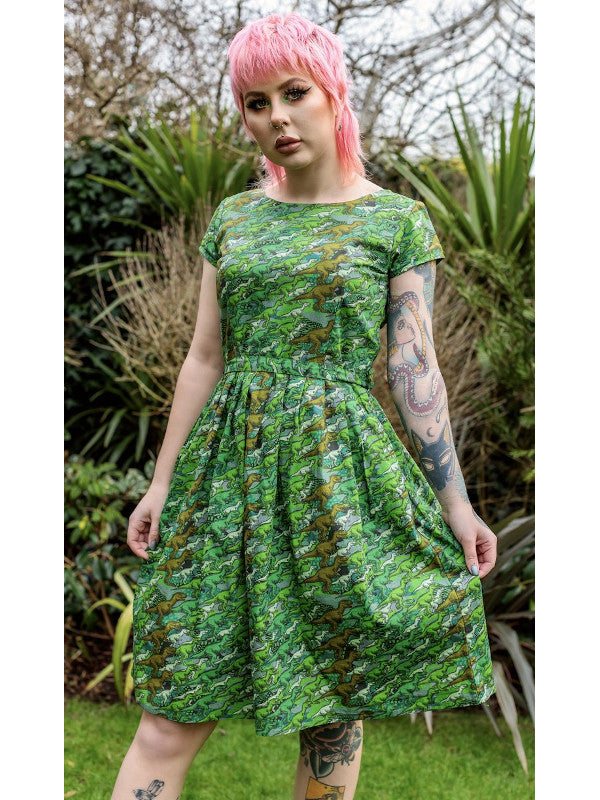 Run & Fly – Camo Dino Dress With Pockets