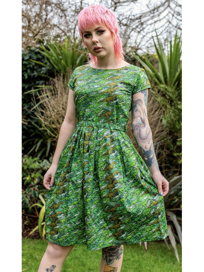 Run & Fly – Camo Dino Dress With Pockets