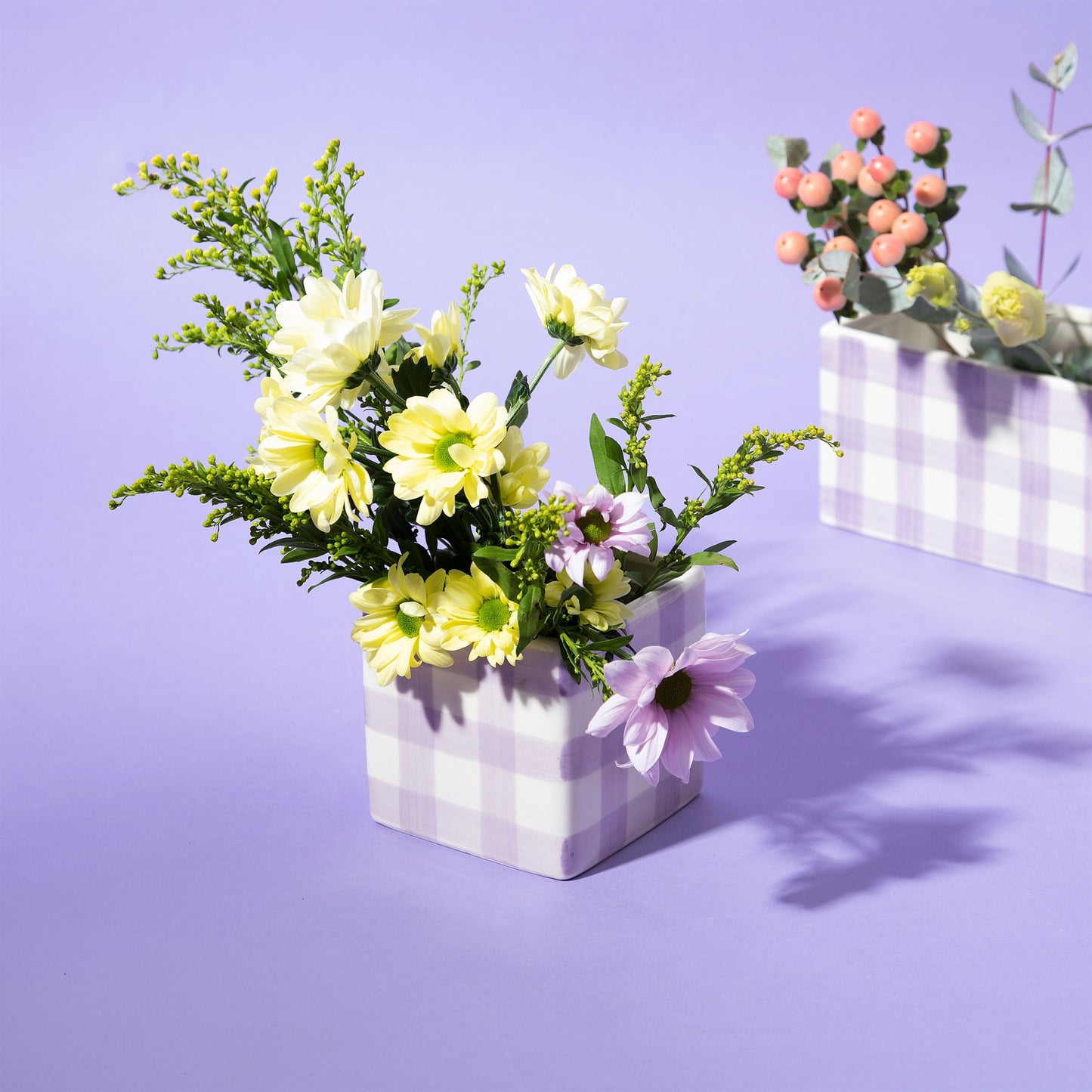 Sass & Belle - Lilac Gingham Square Planter