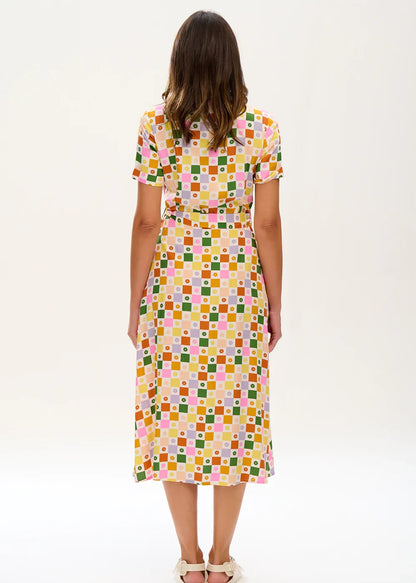 Warehouse daisy print midi online shirt dress