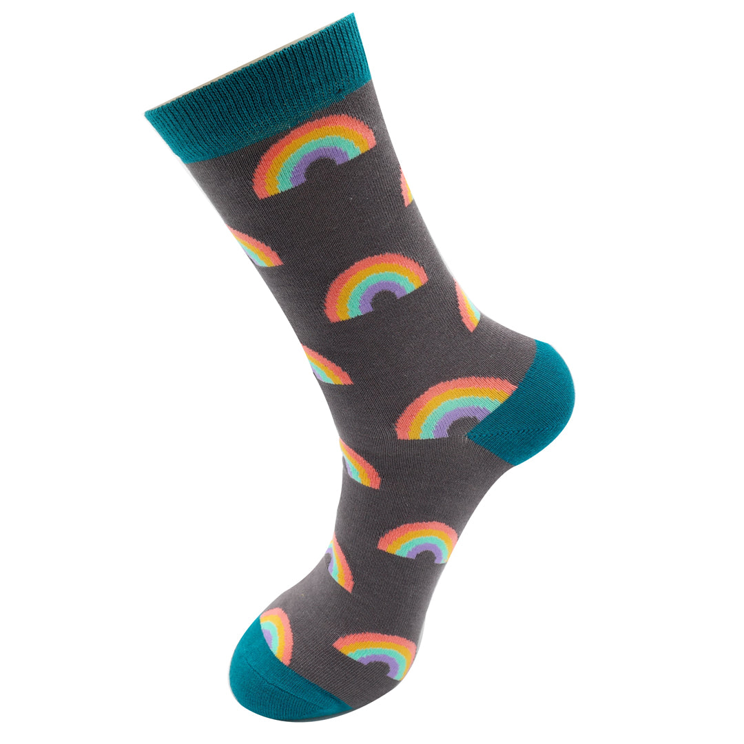 Mr Heron - Charcoal Rainbow Mens Socks