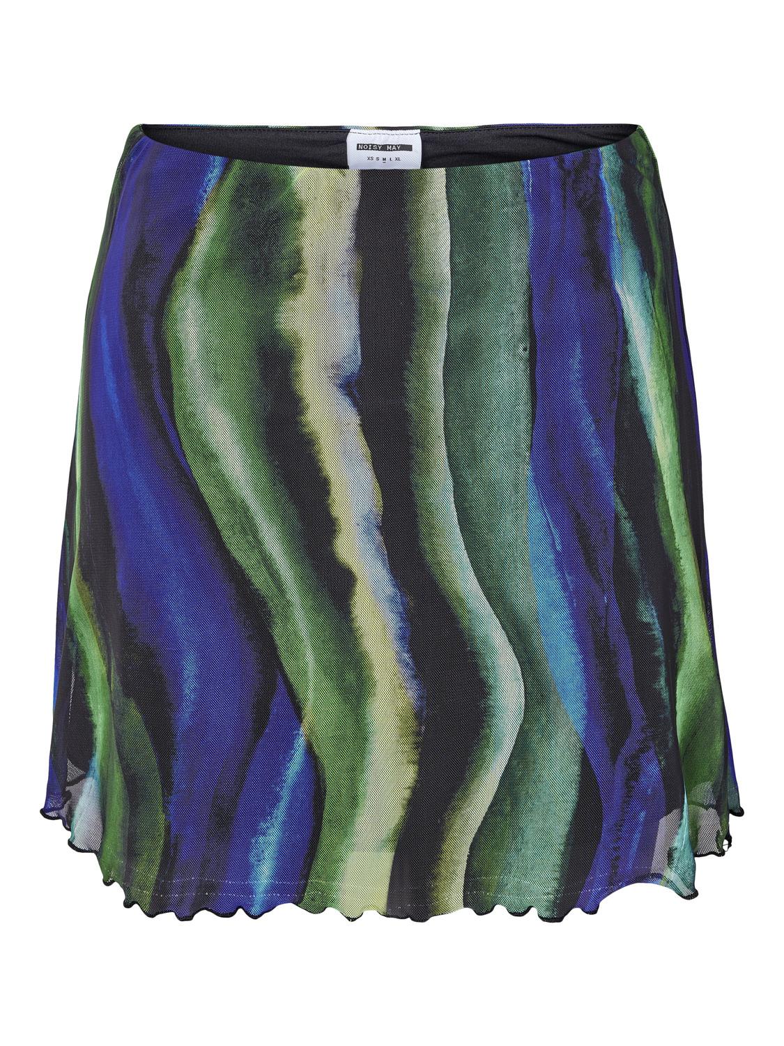 Noisy May - Blue & Green Wave Print Mesh Skirt