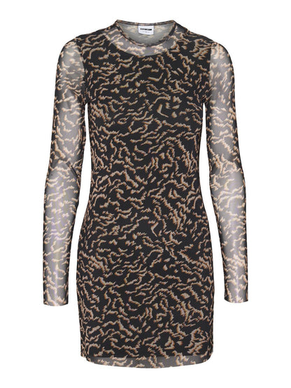 Noisy May - Black and Brown Zigzag Mini Dress