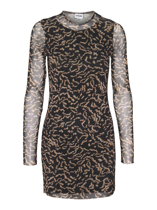 Noisy May - Black and Brown Zigzag Mini Dress