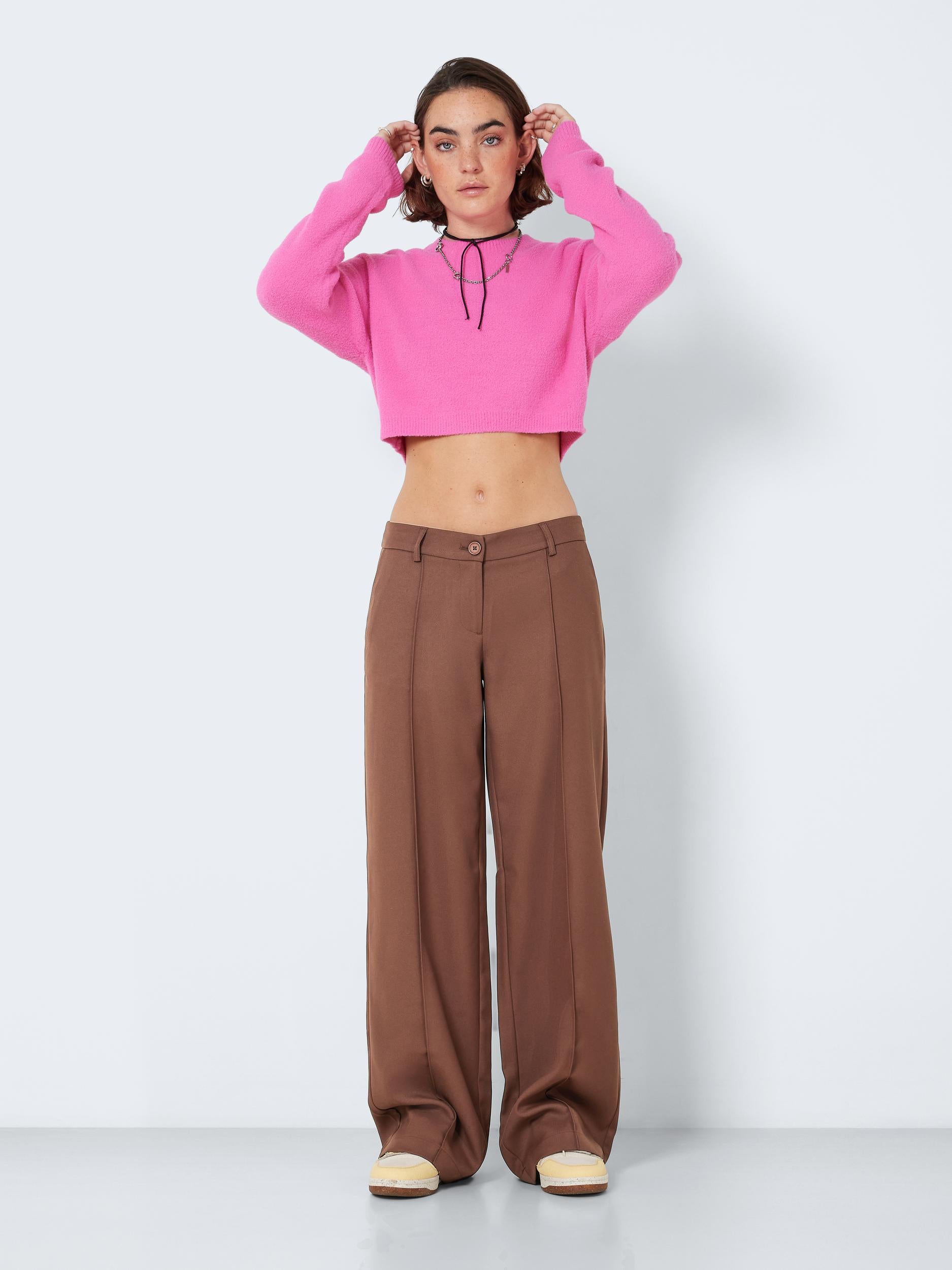Noisy May - Wide Leg Pants in Cappuccino Brown