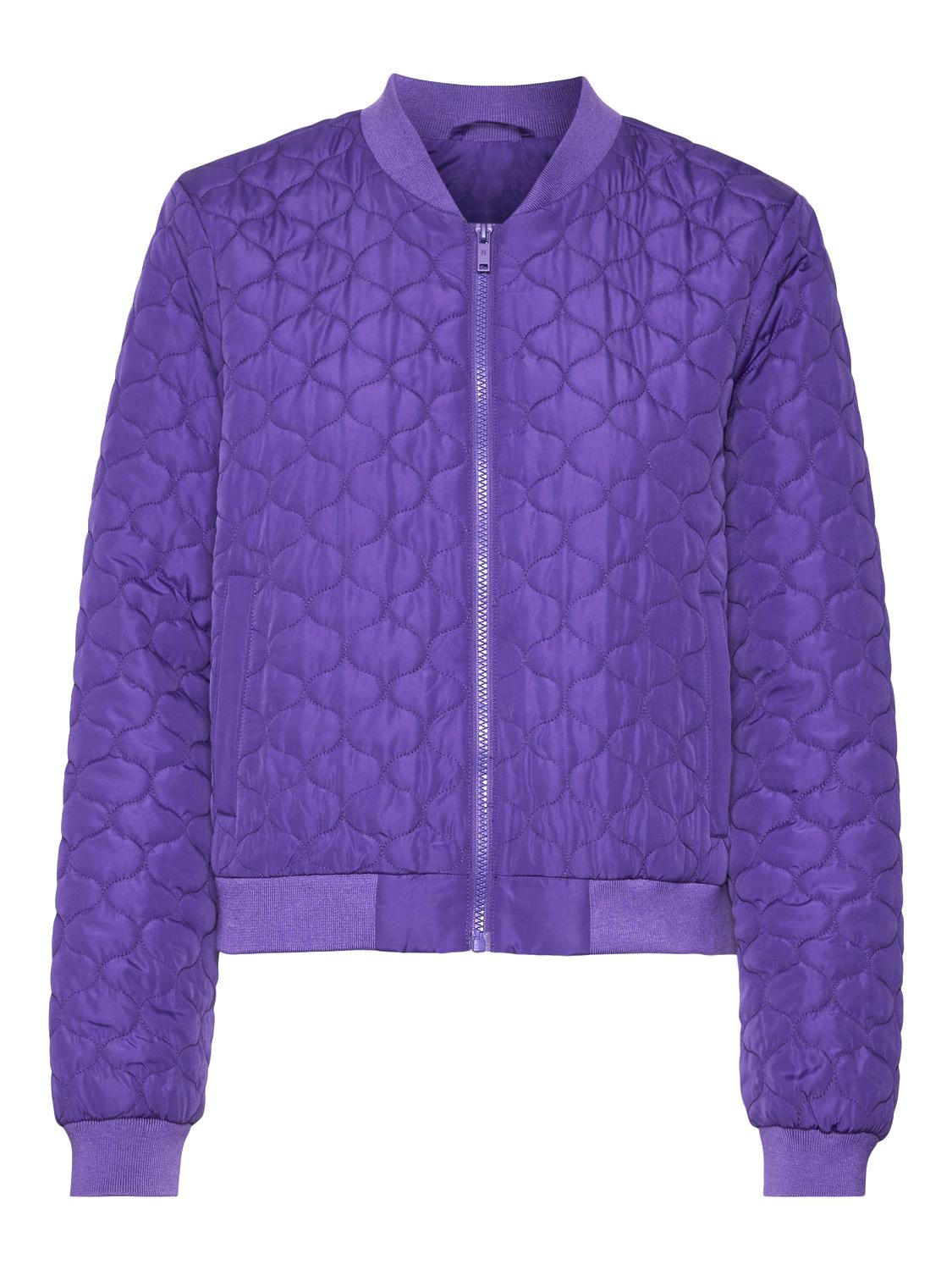 Noisy May - Deep Purple Quilted Bomber Jacket
