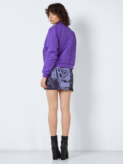 Noisy May - Deep Purple Quilted Bomber Jacket