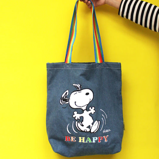 House of Disaster - Peanuts' Be Happy' Denim Tote Bag