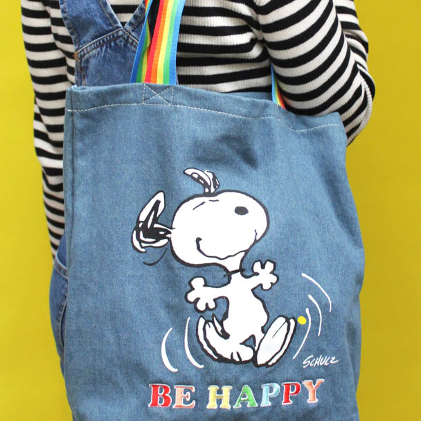 House of Disaster - Peanuts' Be Happy' Denim Tote Bag