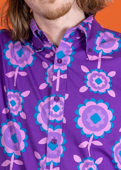 Run & Fly - Purple Retro Flowers Long Sleeve Shirt