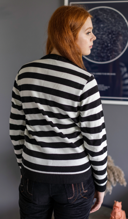 Run & Fly - Unisex Black and White Striped Jumper