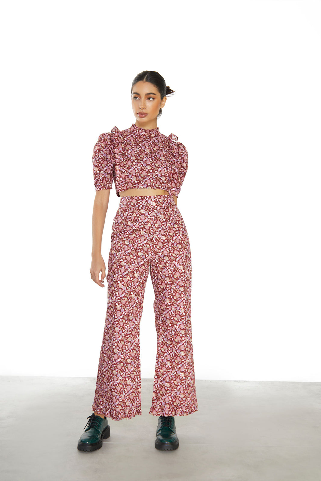 Glamorous - Burgundy Floral Trousers