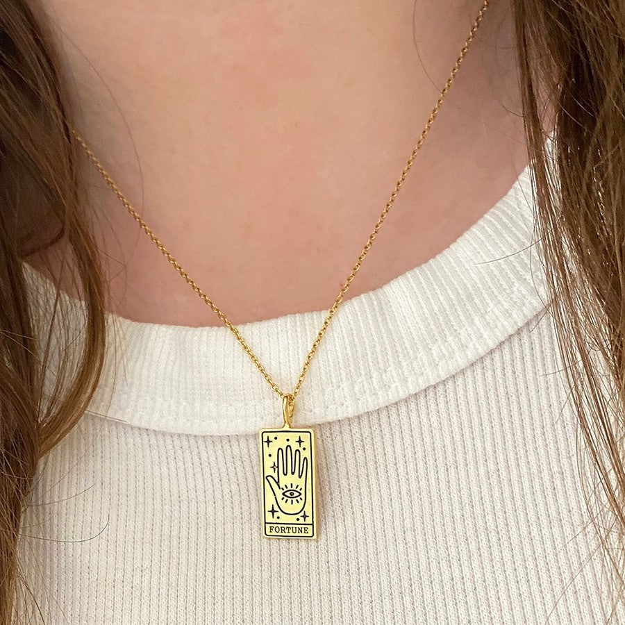 Lisa Angel - Gold ‘Fortune’ Tarot Card Pendant Necklace