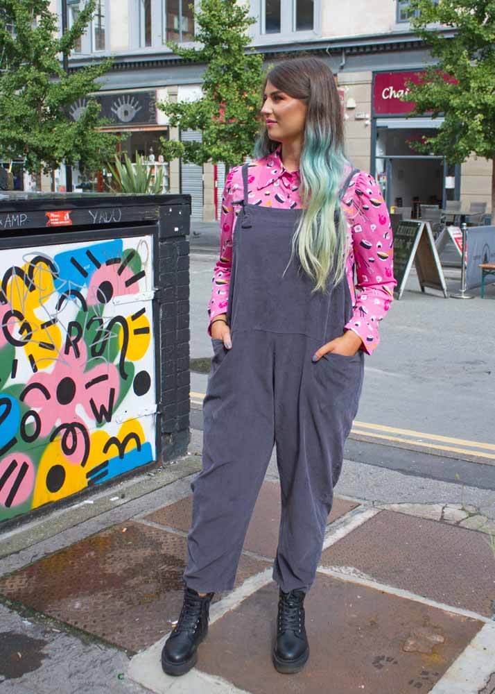 Thunder Egg - Grey Corduroy Dungarees