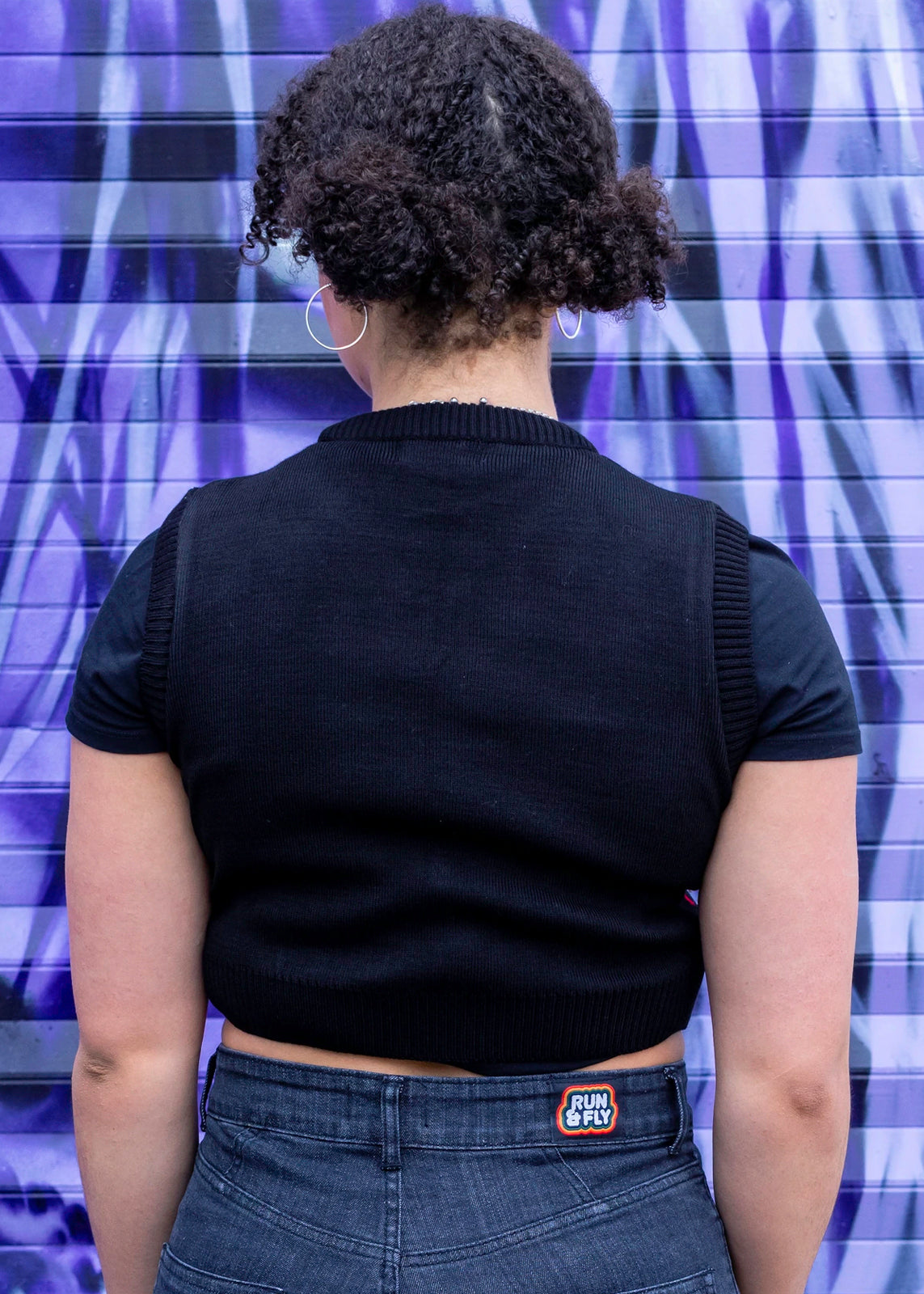 Run & Fly - Black Cropped Mushroom Vest