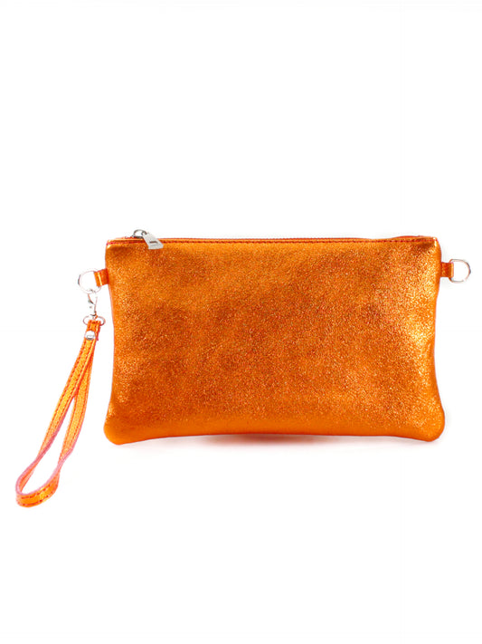 Thunder Egg - Metallic Orange Leather Shoulder Bag