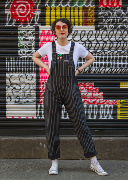 Run & Fly - Unisex Black Pinstripe Dungarees