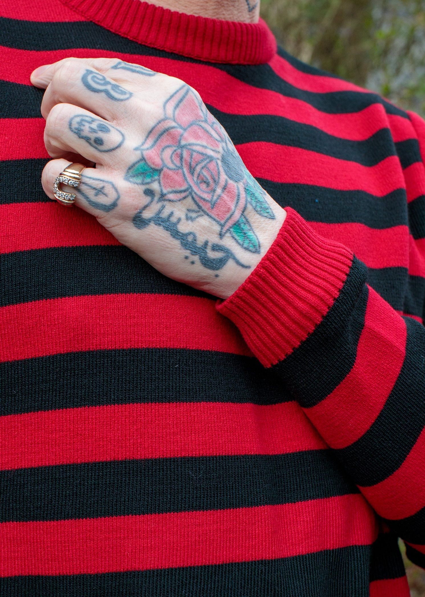 Run & Fly - Unisex Red and Black Striped Jumper