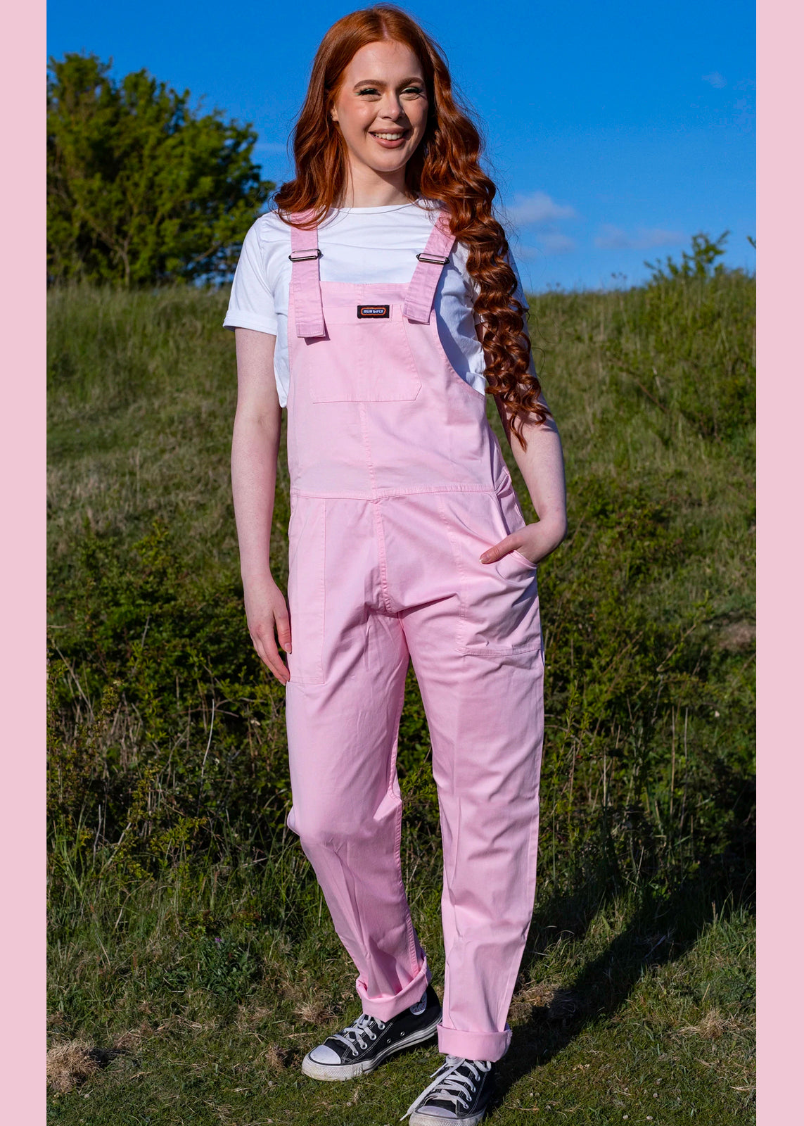 Run & Fly - Lightweight Cherry Blossom Pink Stretch Twill Dungarees
