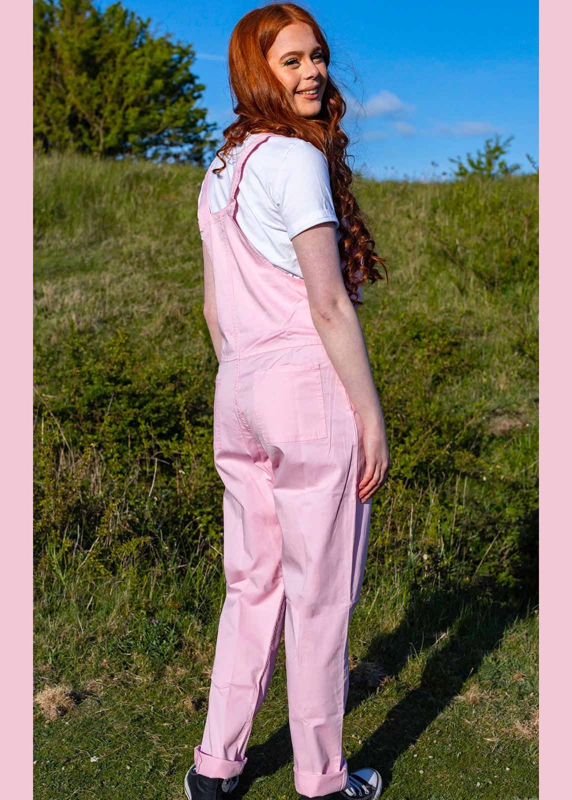 Run & Fly - Lightweight Cherry Blossom Pink Stretch Twill Dungarees