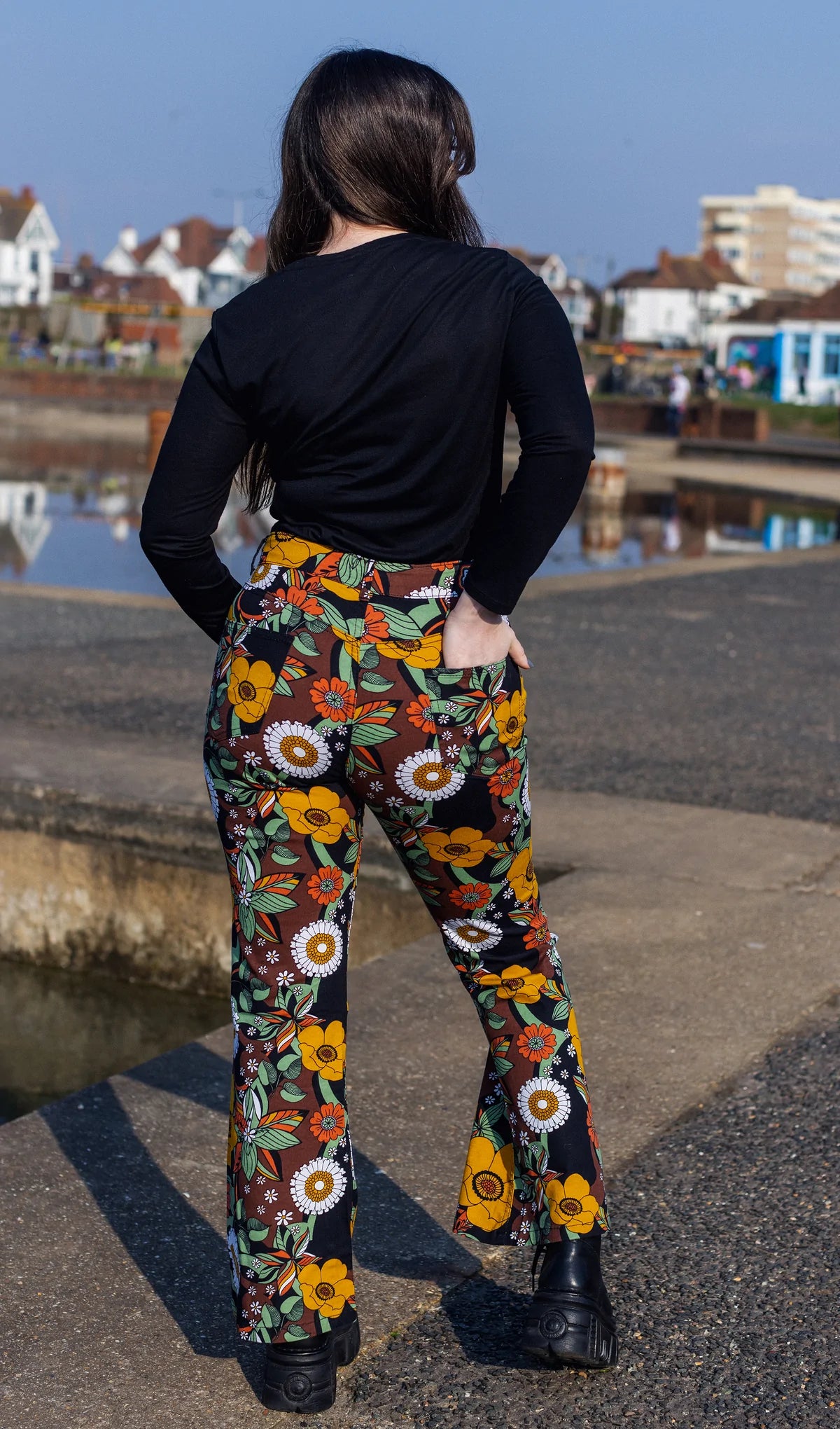 Bell bottom clearance floral pants
