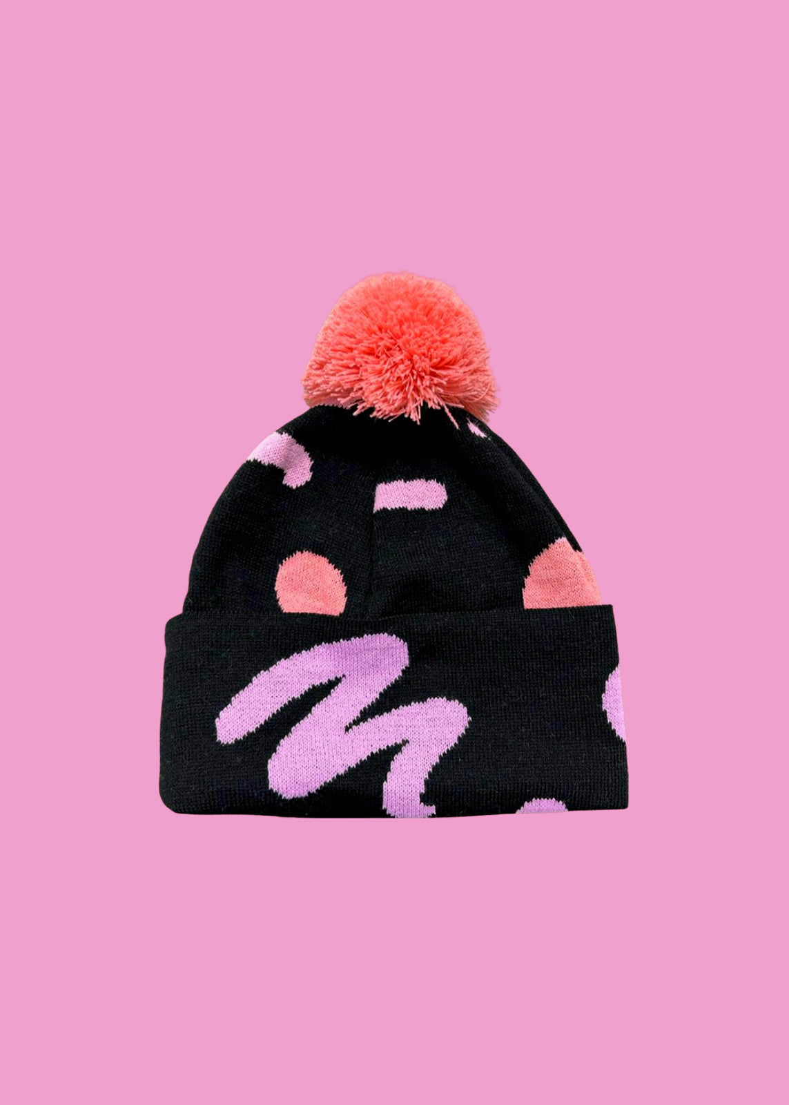 Home of Rainbows - Pink Squiggle Knit Pom Pom Scarf & Hat Bundle