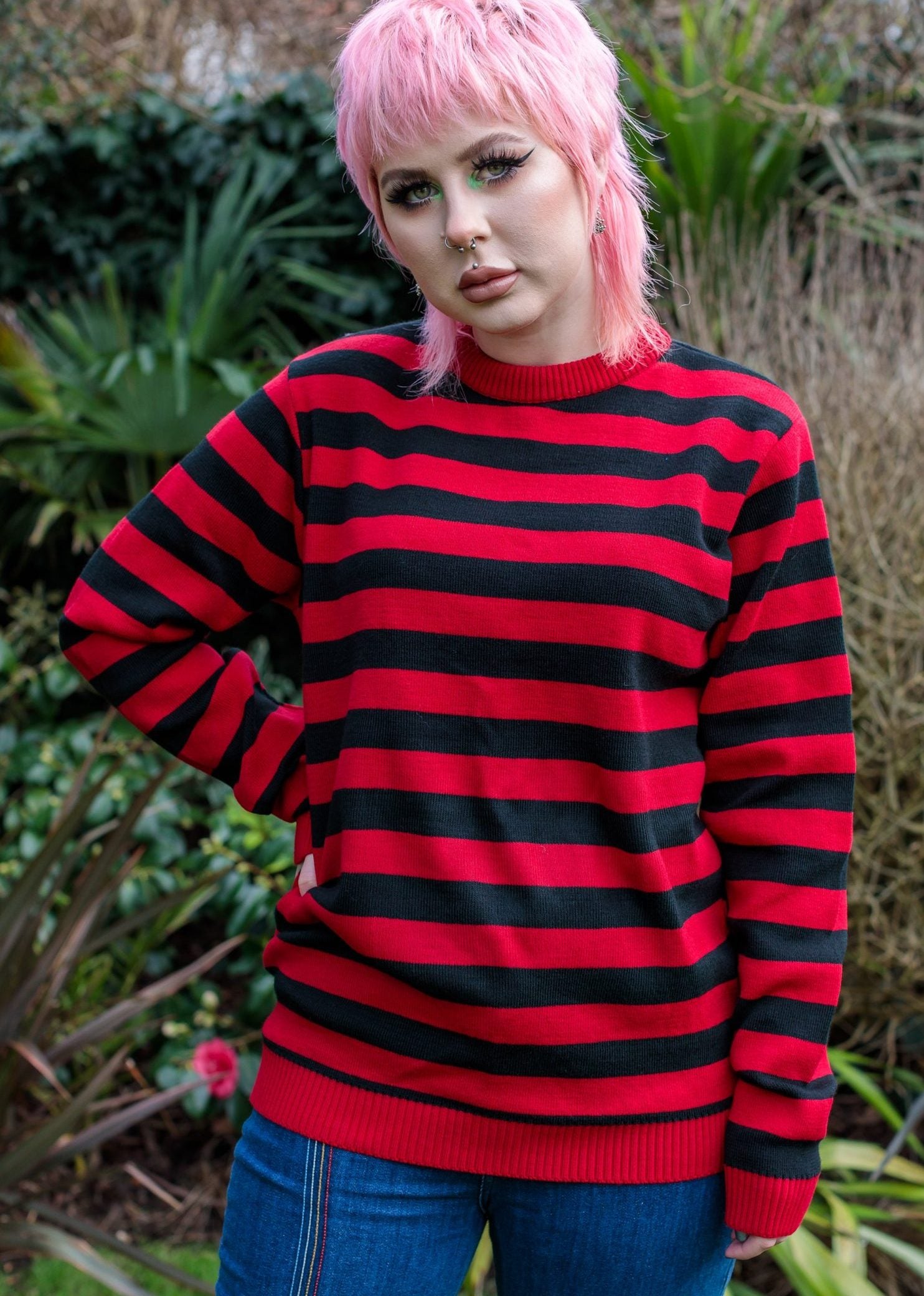 Run & Fly - Unisex Red and Black Striped Jumper
