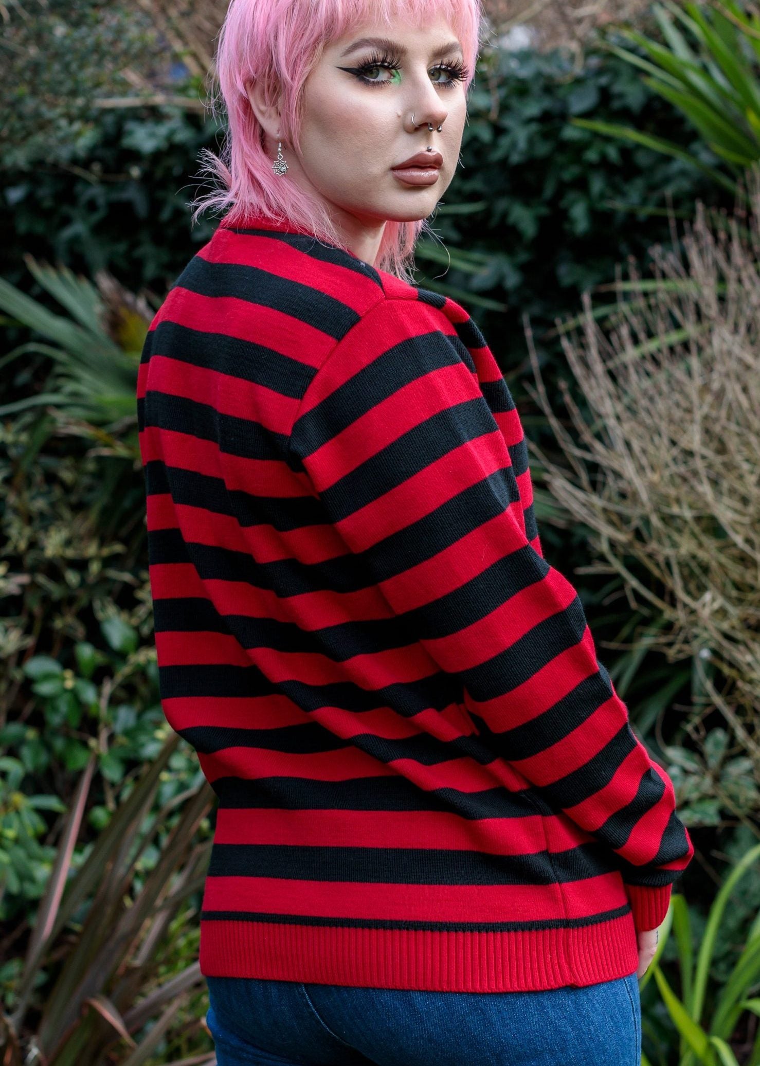 Run & Fly - Unisex Red and Black Striped Jumper