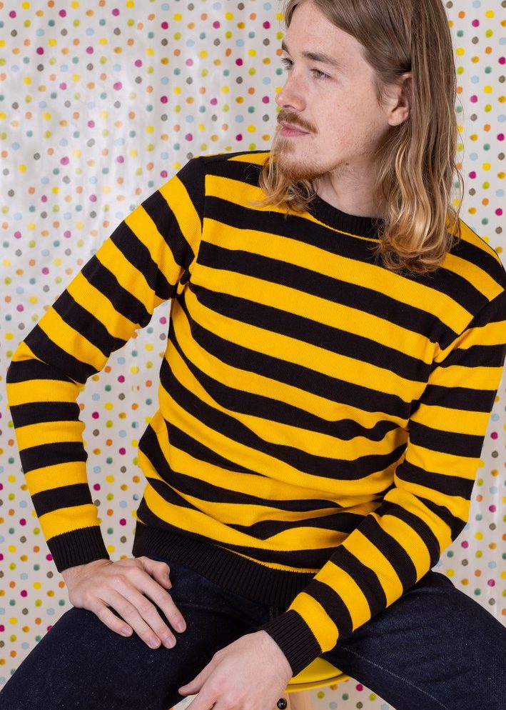 Run & Fly - Unisex Yellow and Black Striped Jumper
