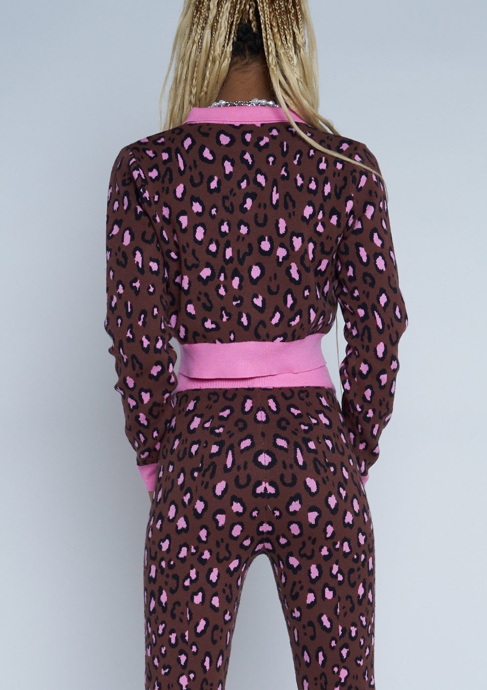 Daisy Street - Brown Smiley Leopard Knit Cardigan Top