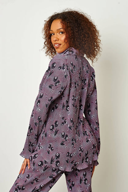 Daisy Street - 8-Ball Print Plisse Shirt