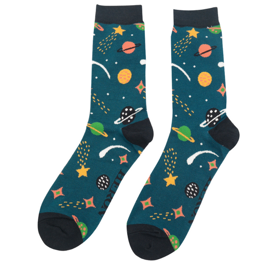 Mr Heron - Teal Outer Space Mens Socks
